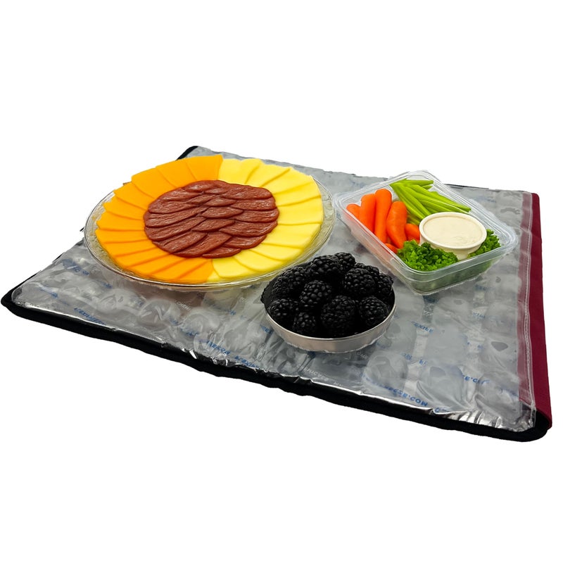 FlexiFreeze Party Mat Chiller - Food Cooling Buffet Cooler for Cold Serving Red (19" x 15") - Image 1